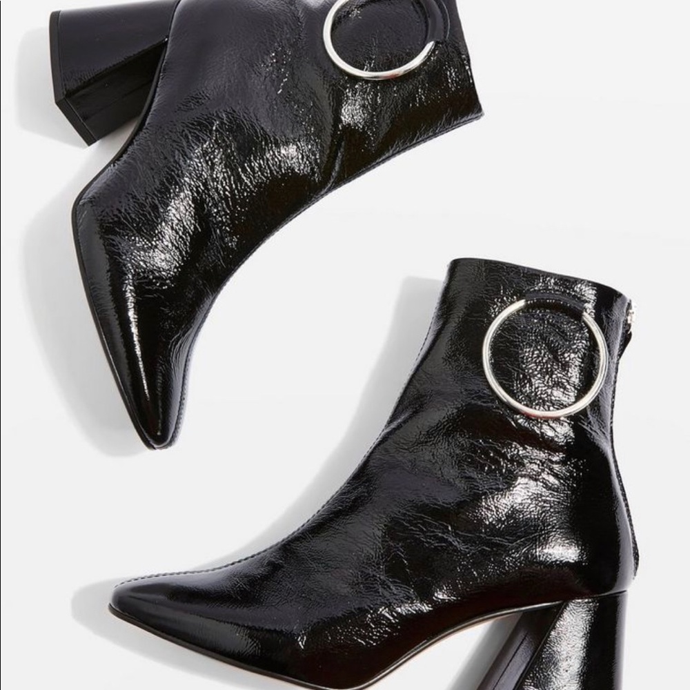 Topshop Mia Patent Leather Ankle Boots
